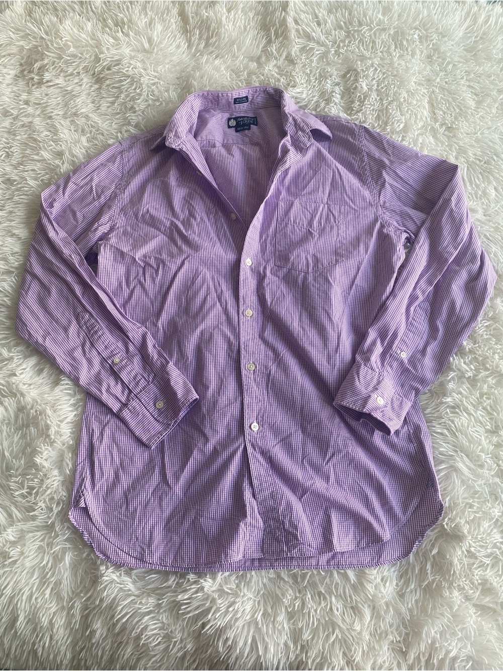 J. Crew Haberdashery Men’s Purple Striped Collared Dress Shirt size Medium
